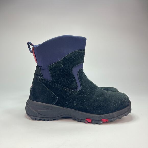 LL Bean Snow Winter Navy Blue Suede Mid Ankle Thinsulate Boots Women's Size 7.5 - Picture 1 of 10